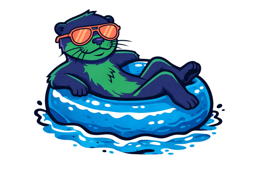 Eddy the Otter in a floatie